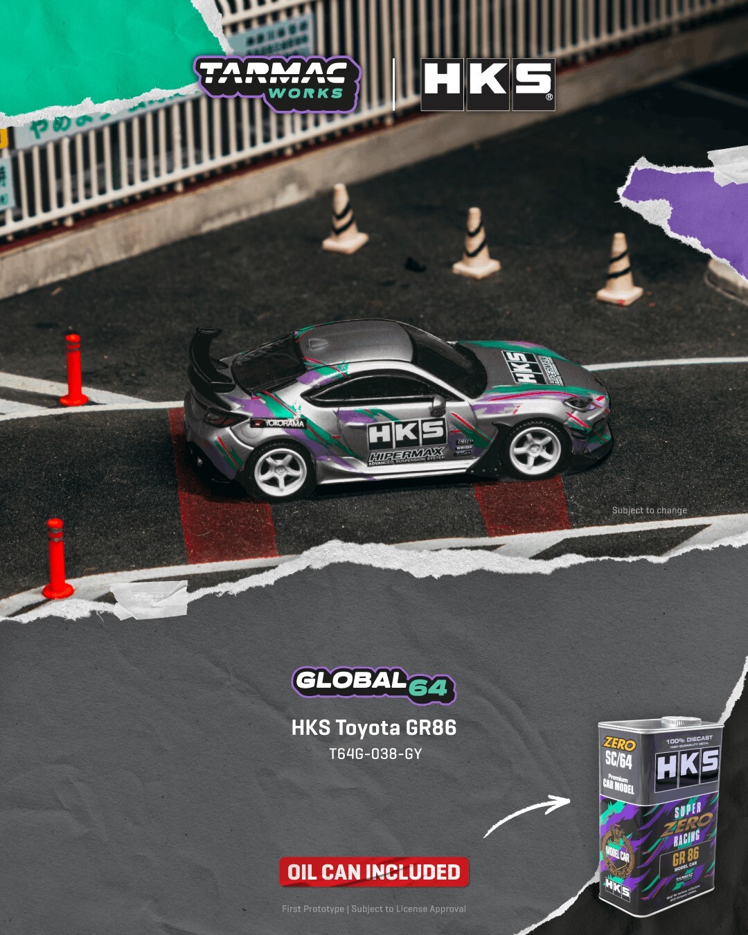 [預訂] Tarmac Works HKS 豐田 GR86 灰色