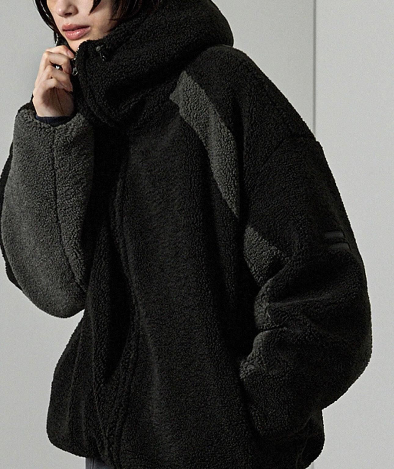 【預購】JN022702 Alfred Alex 撞色羊羔絨拼接連帽外套