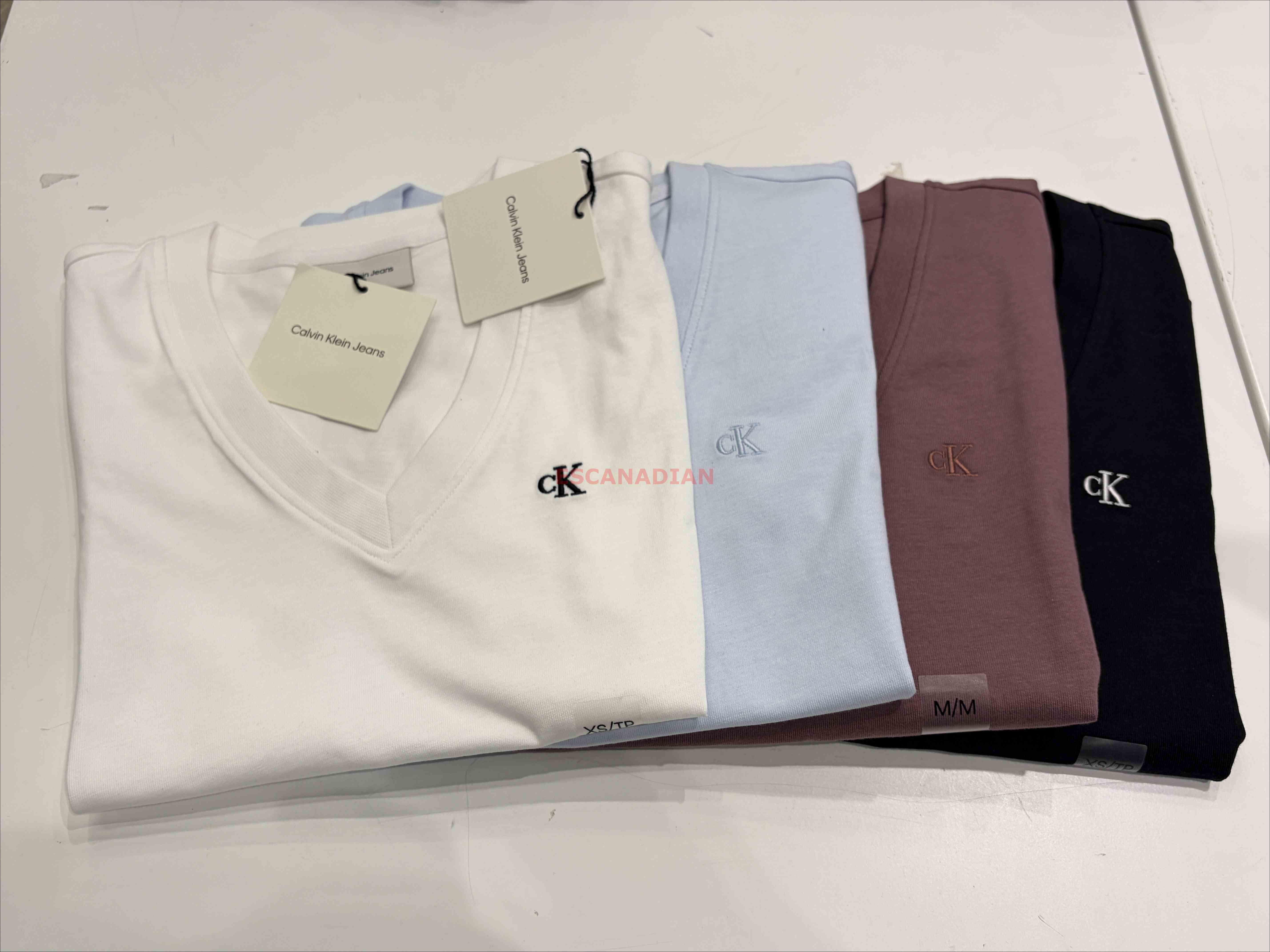 CK 女大人 經典款 電繡小字樣 V領 短TEE (4色) (Class fit)