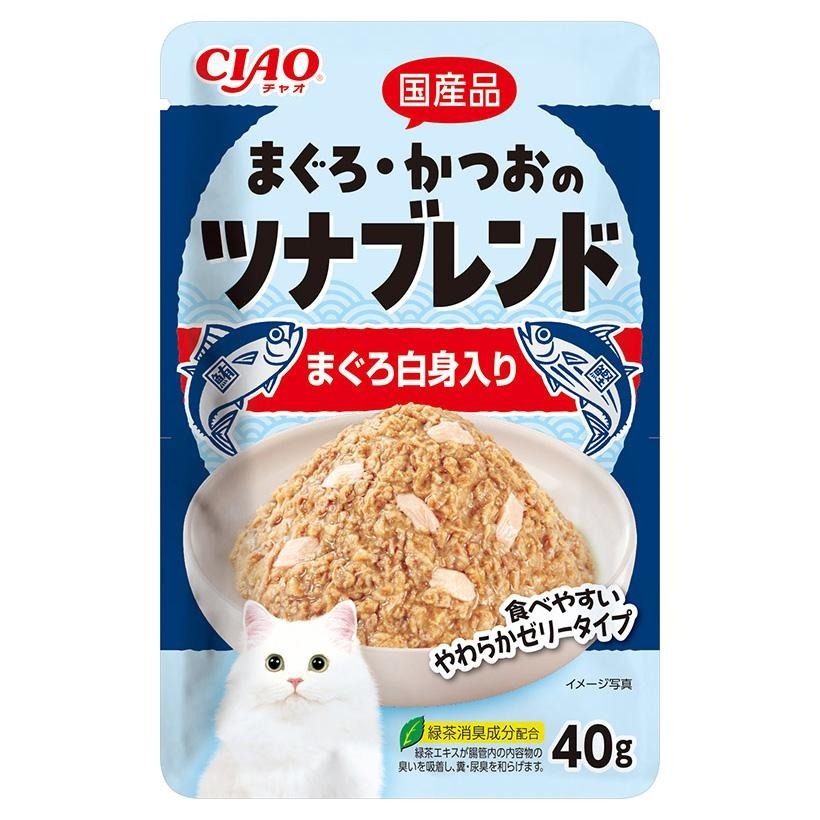 CIAO 貓濕糧 軟包系列．鮪魚+鰹魚(含鮪魚白肉)40g