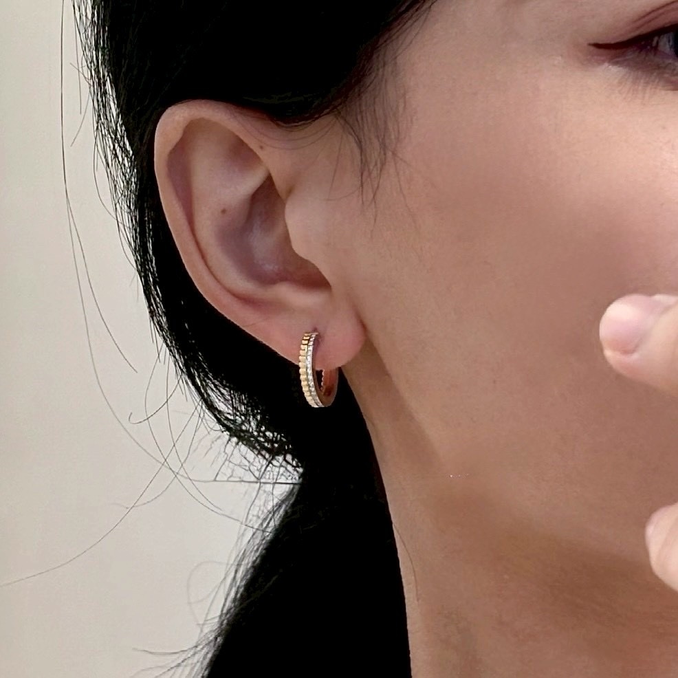 18k Bo”｛羅緞滿鑽雙層｝高奢定製耳圈釘