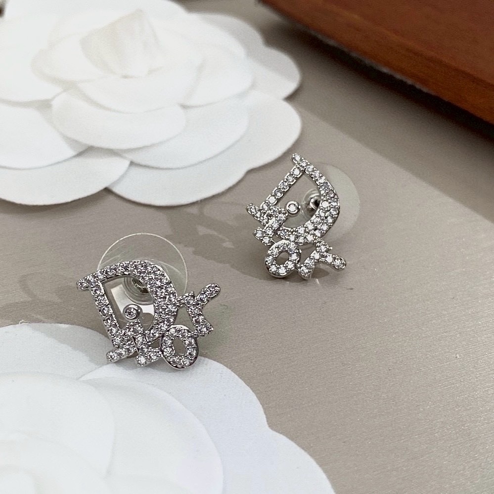 18k Dr白金鑽字母高奢定製耳釘系列