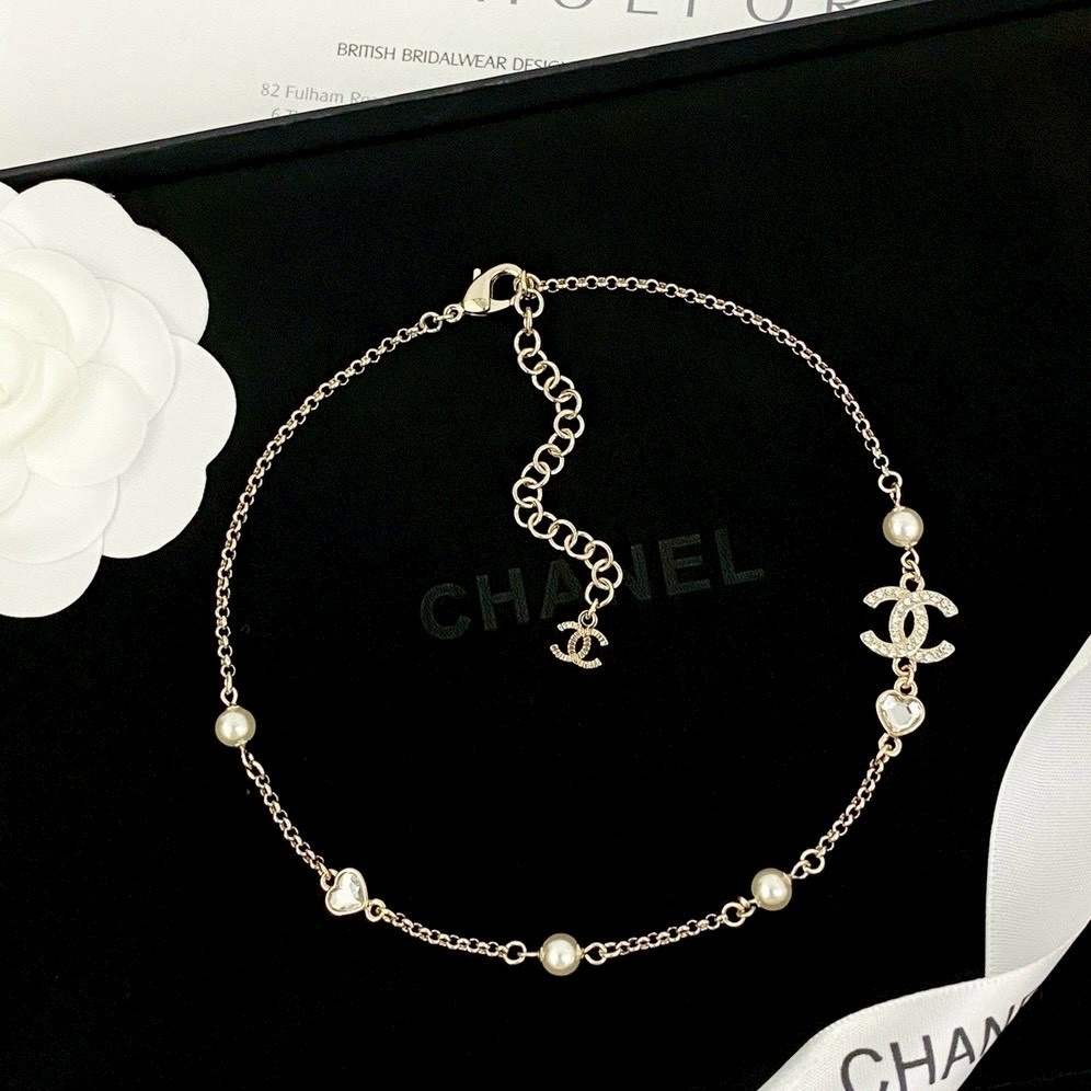 18k 香奶奶25b”愛心鑽珍珠雙c高奢定製一體式choker
