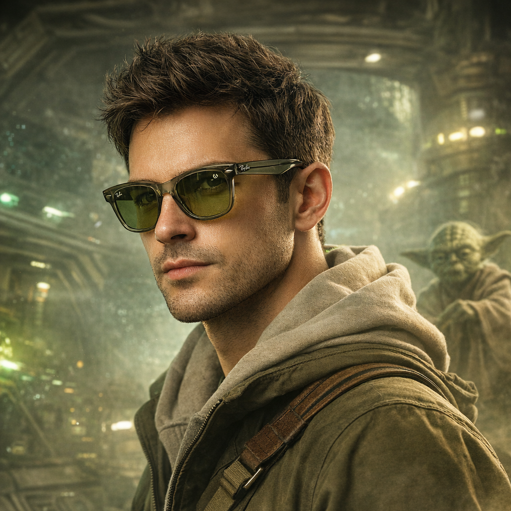 【RayBan】RB2140F 68694E-52mm 方框太陽眼鏡♦(透綠-透綠鏡片) RAY-BAN × STAR WARS星際大戰聯名款 尤達大師