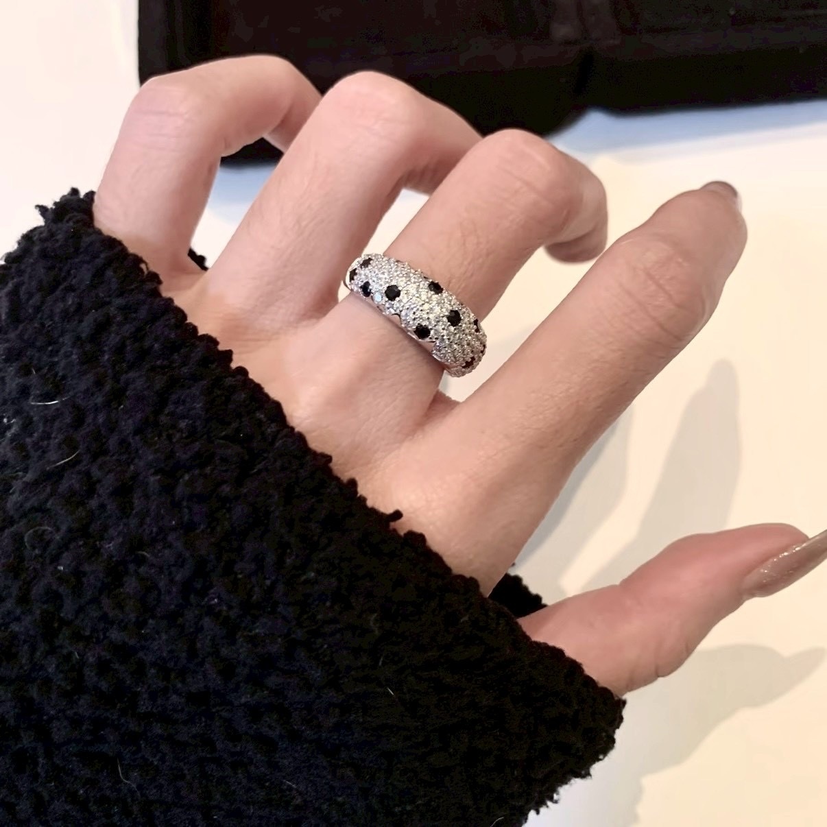 18k ct”Panthère高奢滿鑽獵豹紋定製寬/窄版戒