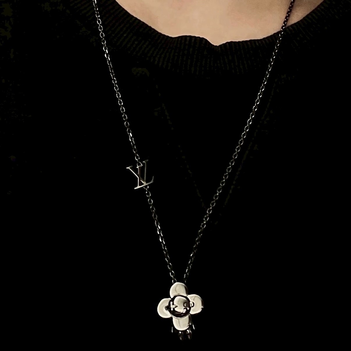 18k lv”vivienne槍銀老花小人高奢定製項鍊