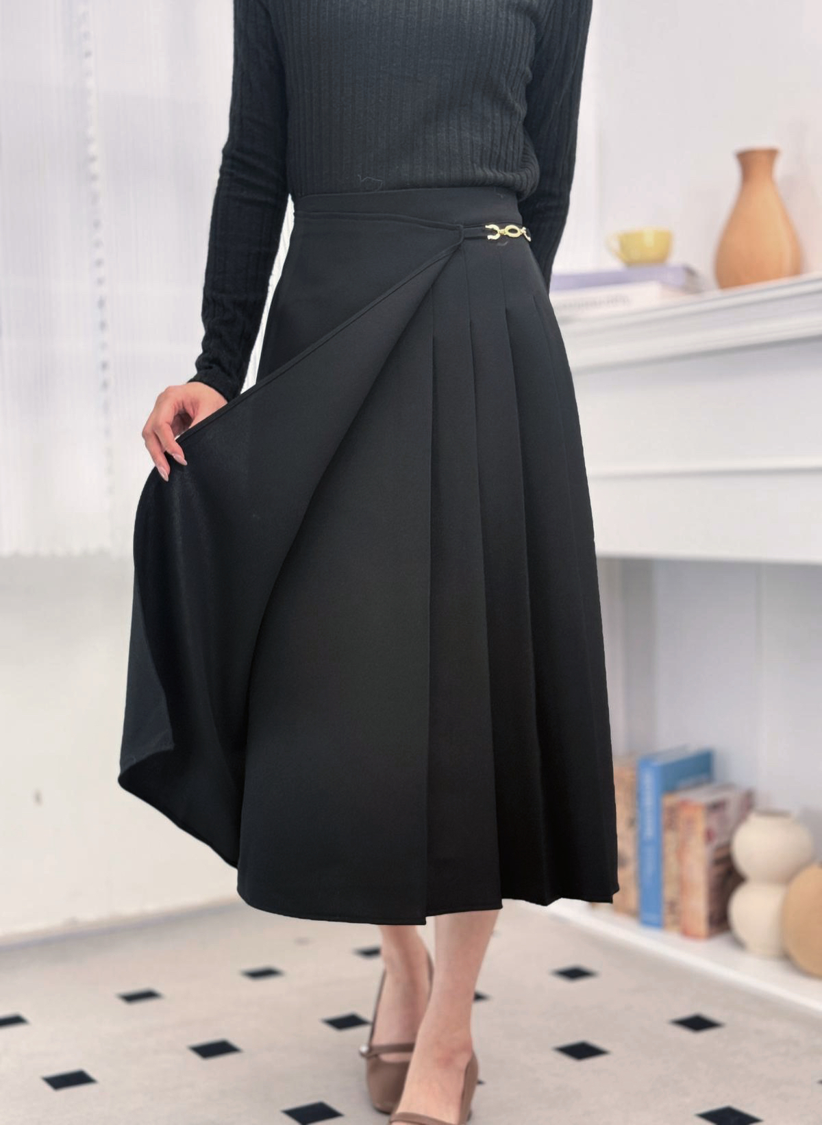 H1019🤎垂順挺括質感半身裙