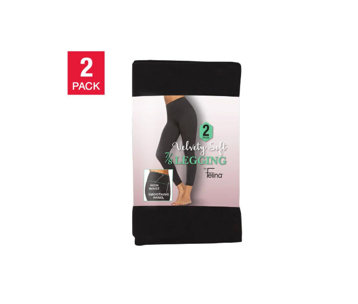 [S] FELINA BLACK WOMEN'S VELVETY SOFT LEGGING 2-PACK, 1804215 (SZZ1090)