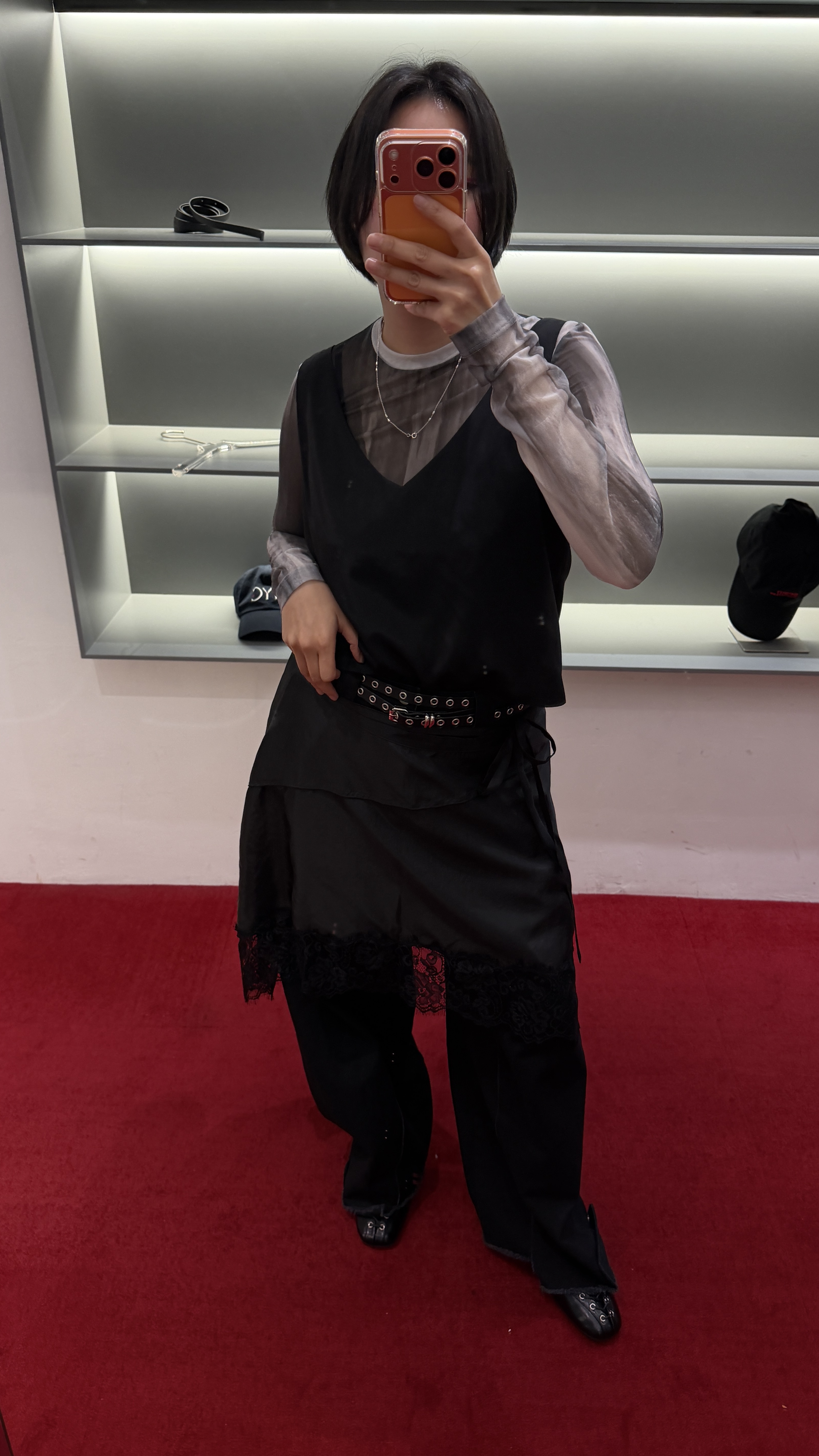 Lace trim satin wrap skirt