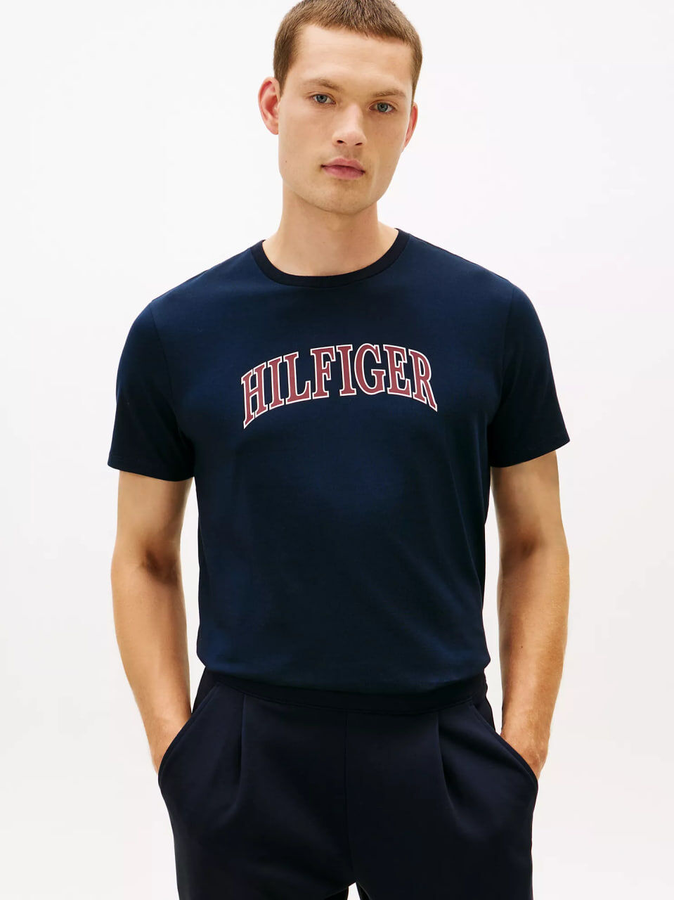 [S] TOMMY HILFIGER NAVY HILFIGER ARCH LOGO T-SHIRT, XM06430-401 (STH1632)