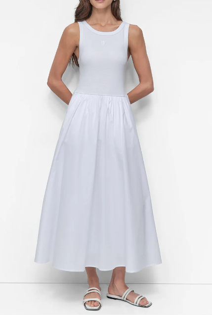 [S] DKNY WHITE MIXED MEDIA MIDI TANK DRESS, DJ5D9086-WHT (SD1757)