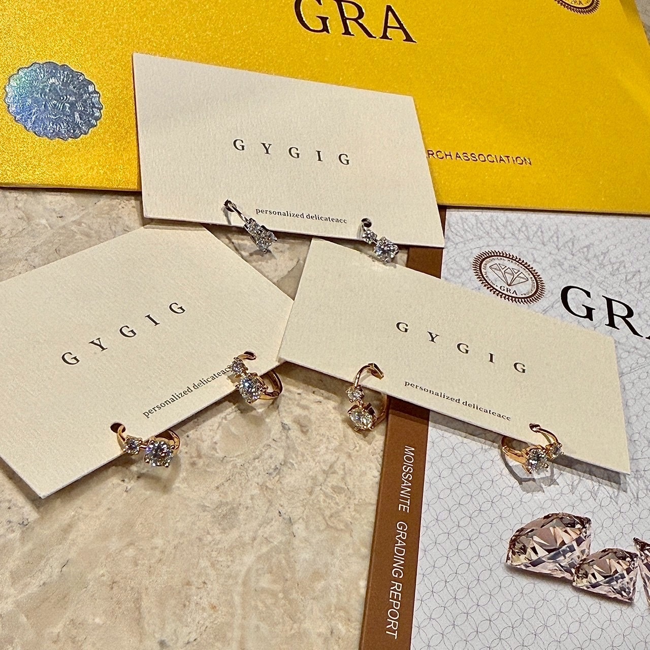 Gy”Lab-grown diamond高奢華莫桑培育鑽”雙鑽獨家定製耳釦釘