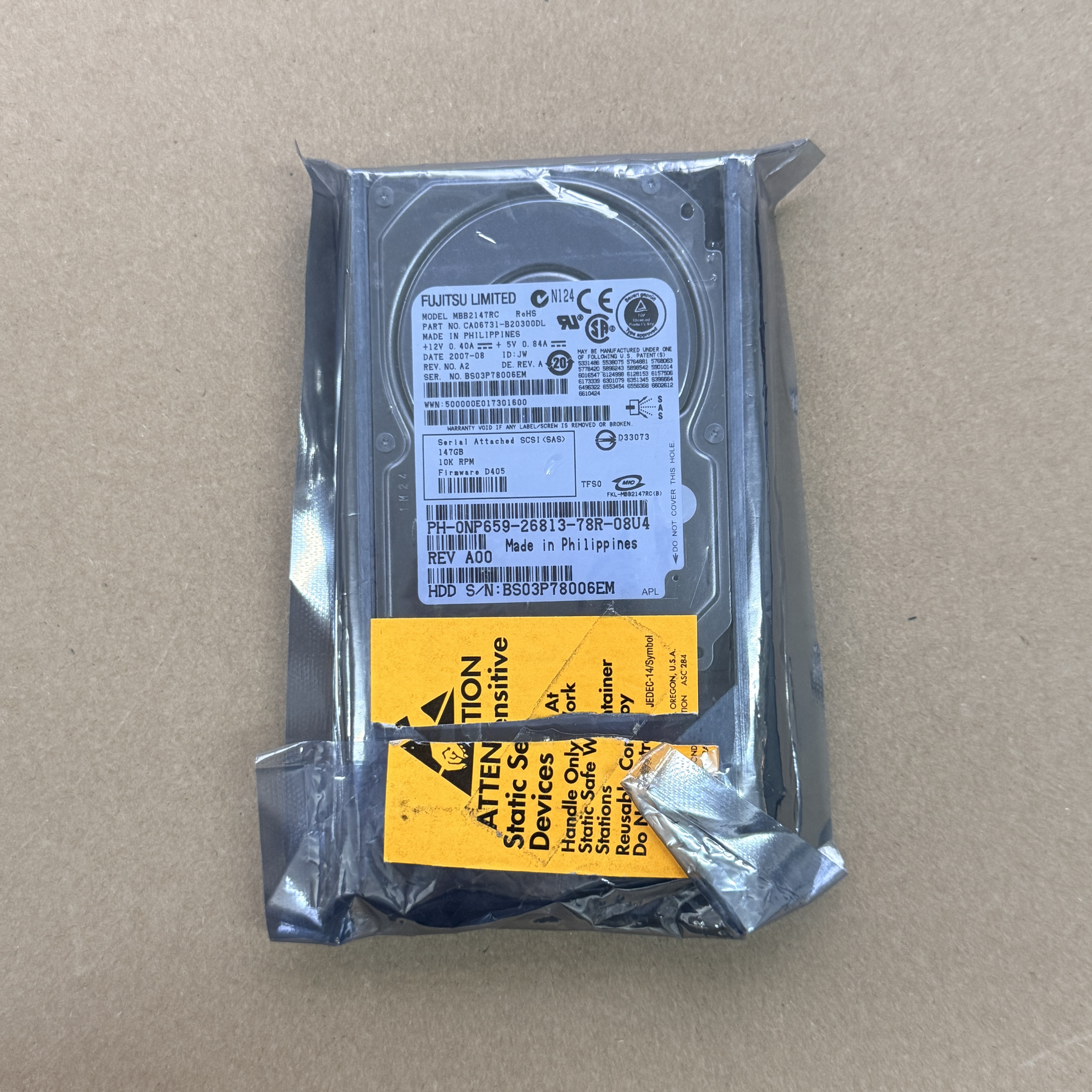 0NP659DELL 146GB 10K SAS SINGLE PORT HARD DRIVE (翻新)