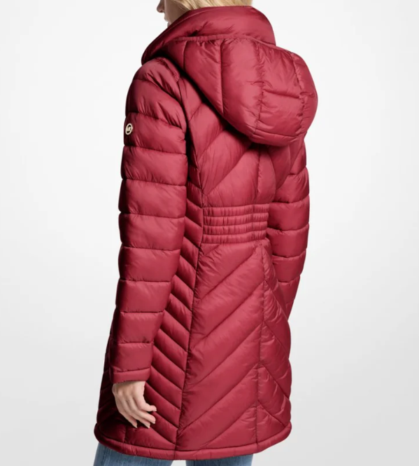 [S] MICHAEL KORS CHERRY PACKABLE QUILTED NYLON PUFFER COAT, 77A4512M42-CHERRY (SMK1408)