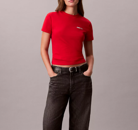 [S] CALVIN KLEIN ADRENALINE RUSH FOIL LOGO GRAPHIC SLIM T-SHIRT, 47E894G-600 (SCK826)