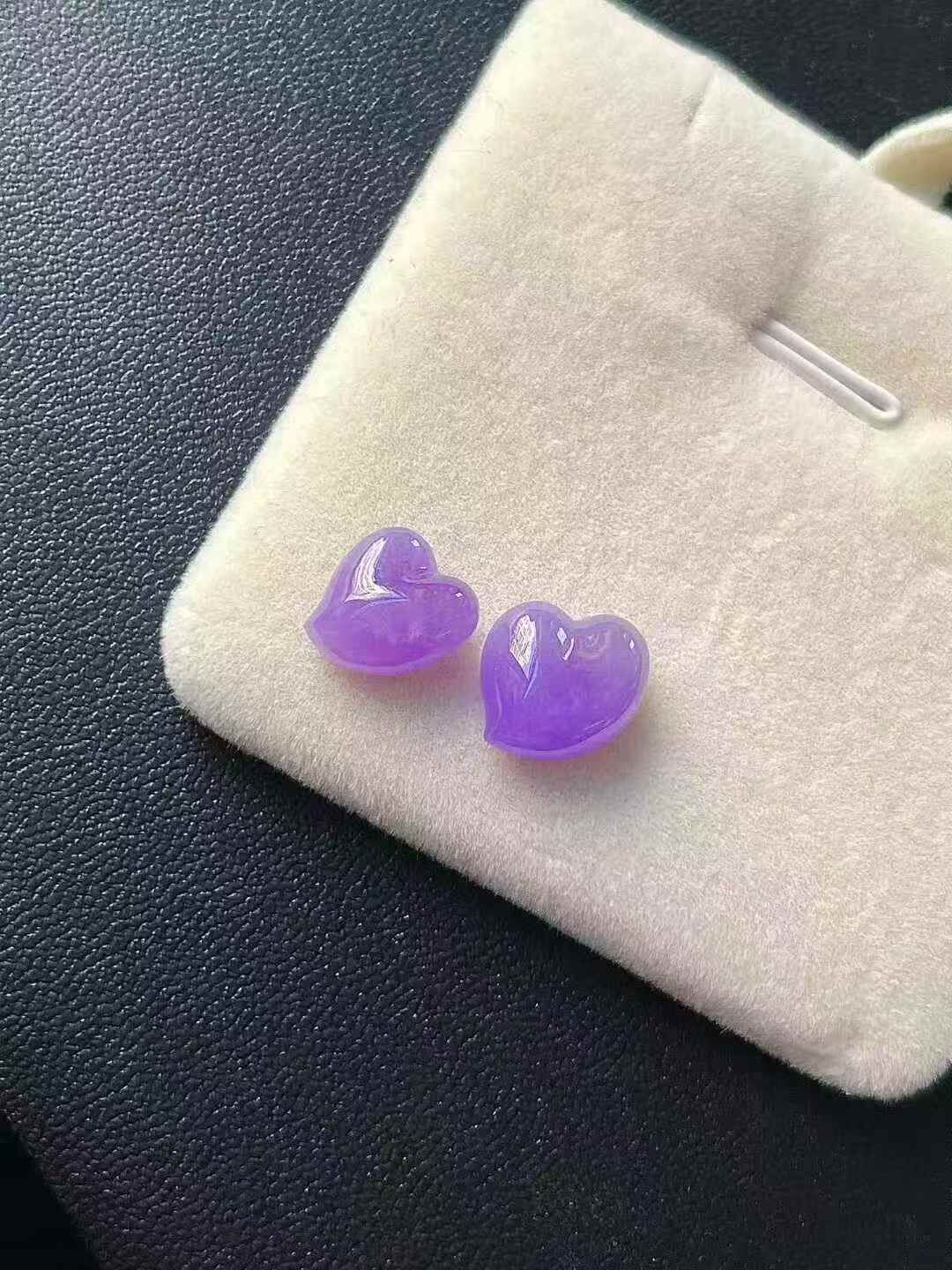 129362 翡翠紫羅蘭桃心一對