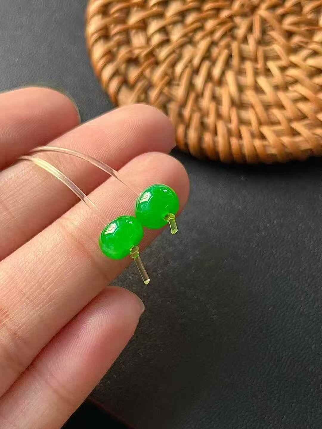 129363 翡翠扁珠一對