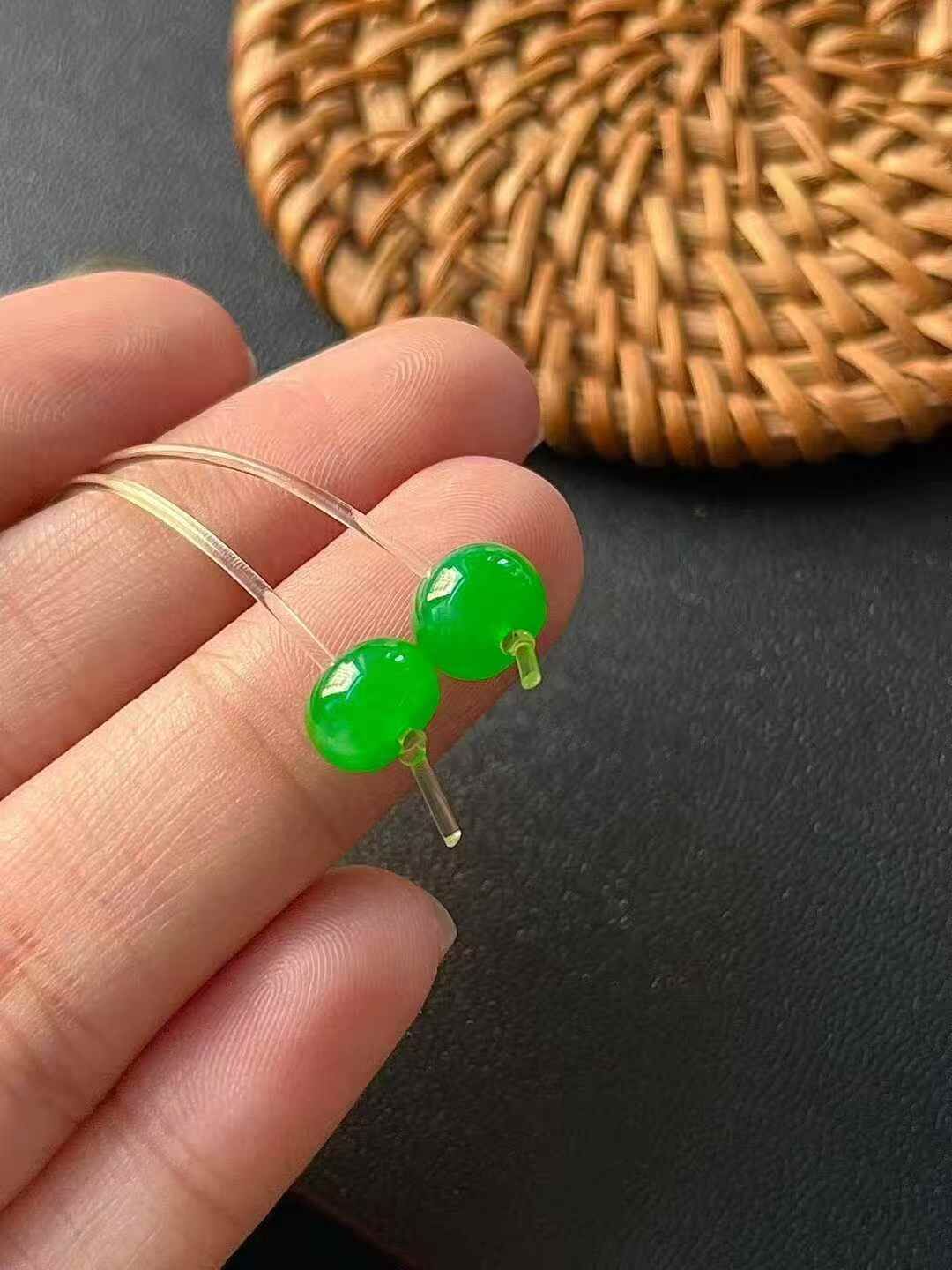 129363 翡翠扁珠一對