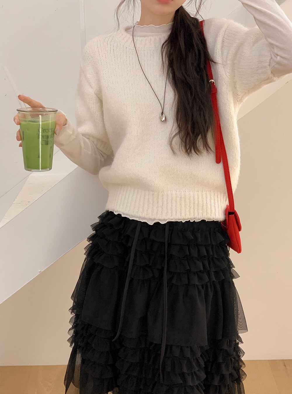 韓國grace muse授權 柔軟極簡日常雲感半袖針織上衣