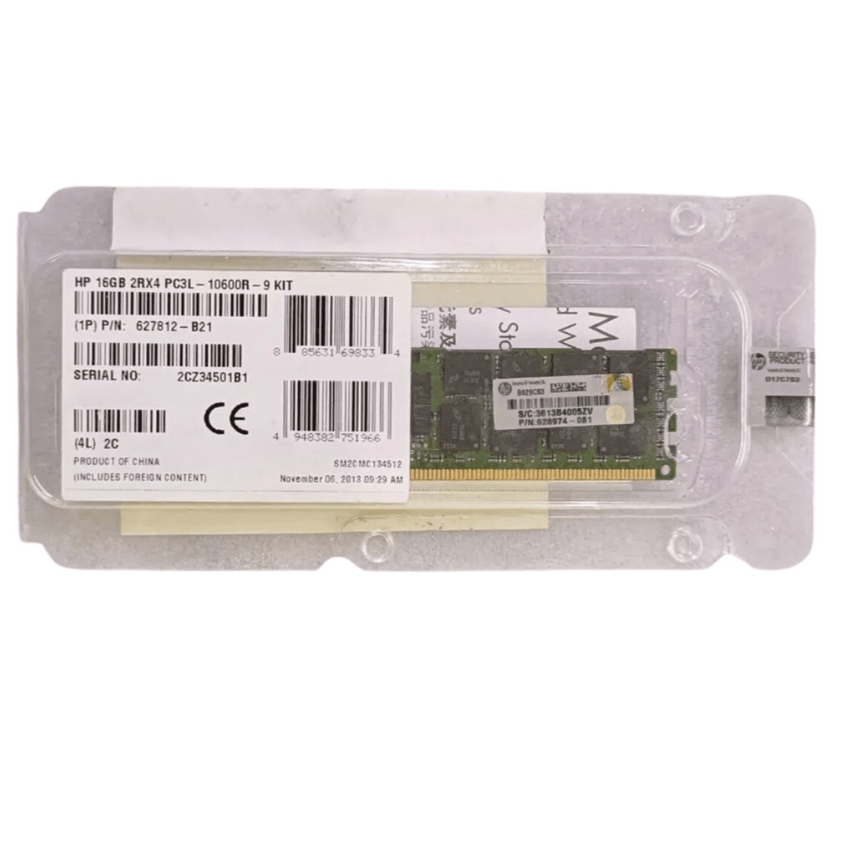 627812-B21 HP 16GB 2RX4 PC3L-10600R-9 KIT