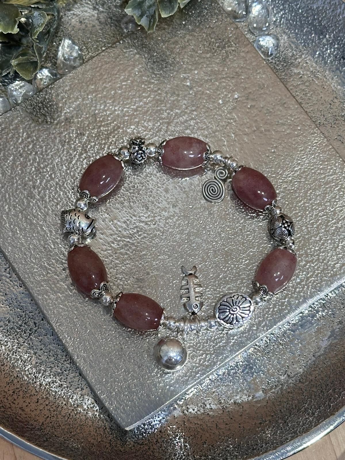 SL13174/草莓圓筒水晶925手鏈