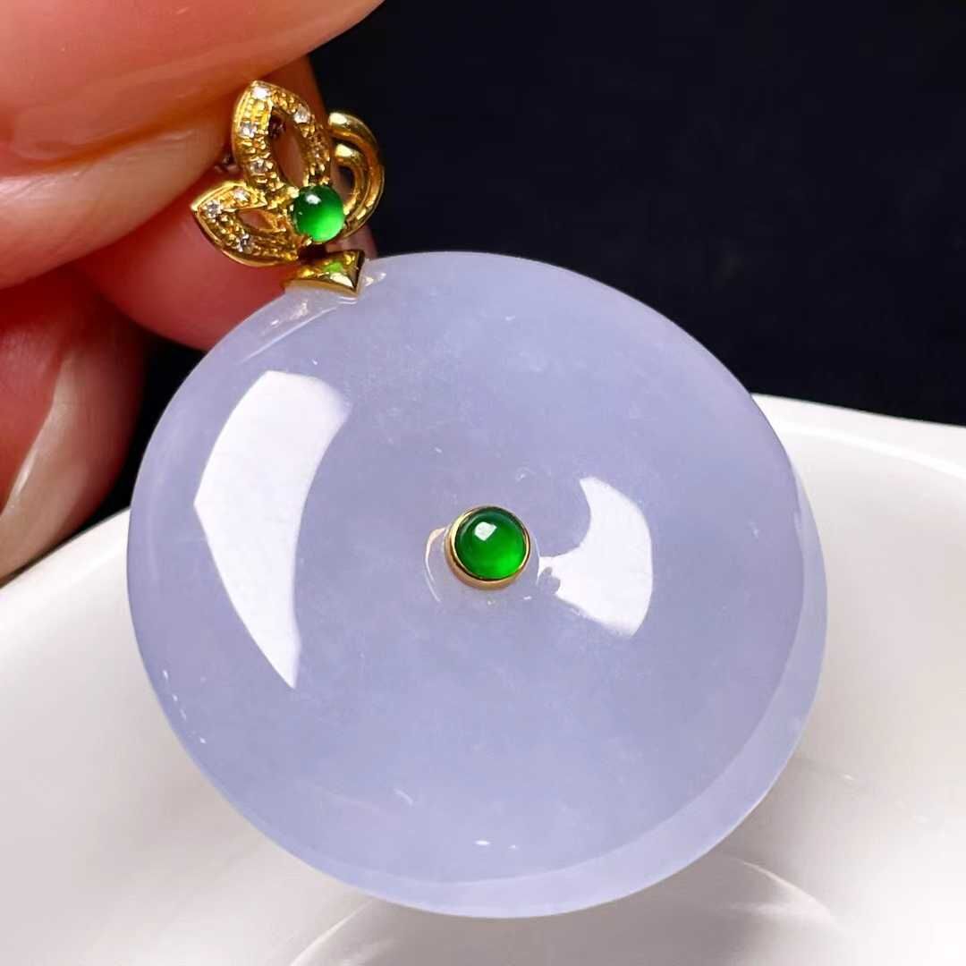 翡翠平安扣吊墜 (28.1mm直徑),天然翡翠A玉, 緬甸玉, Jade, Jadeite