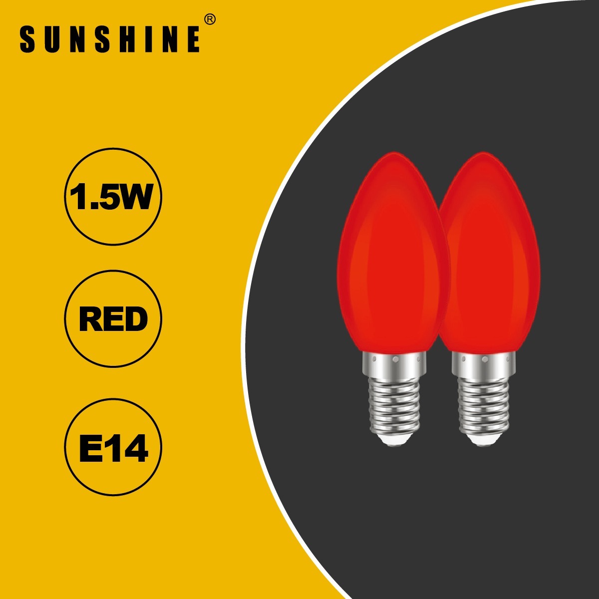 LED燈膽(神枱燈膽) 1.5W E14細螺頭 紅蠟燭膽 [2件裝] LED-C106C