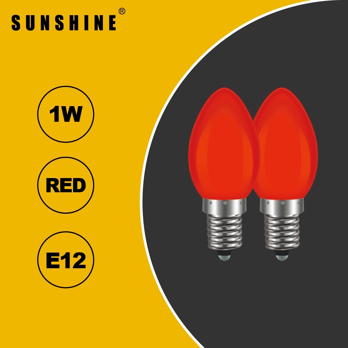 LED燈膽(神枱燈膽) 1W E12 紅蠟燭膽 [2件裝] LED-C102C