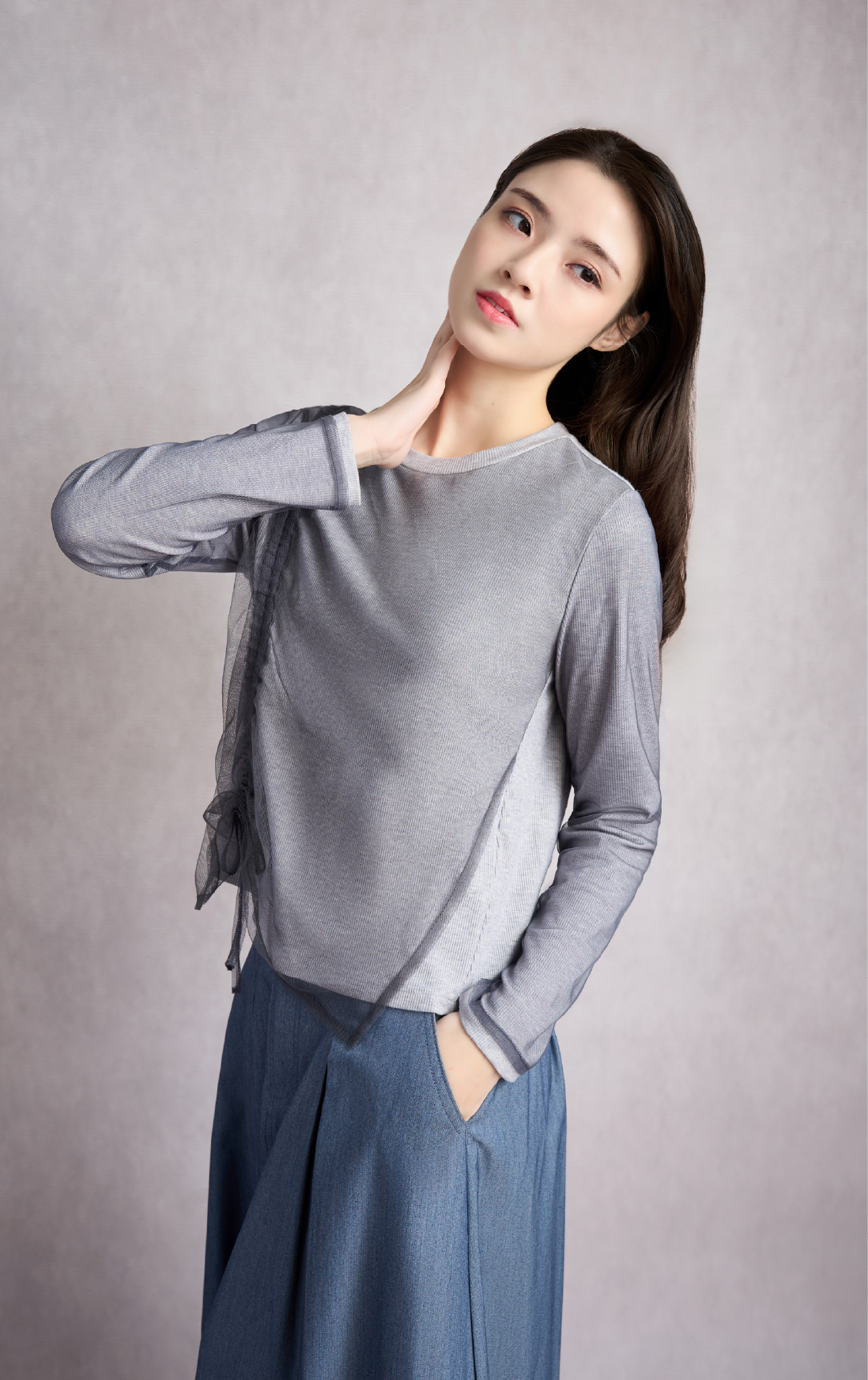 薄紗拼布上衣 LT302A