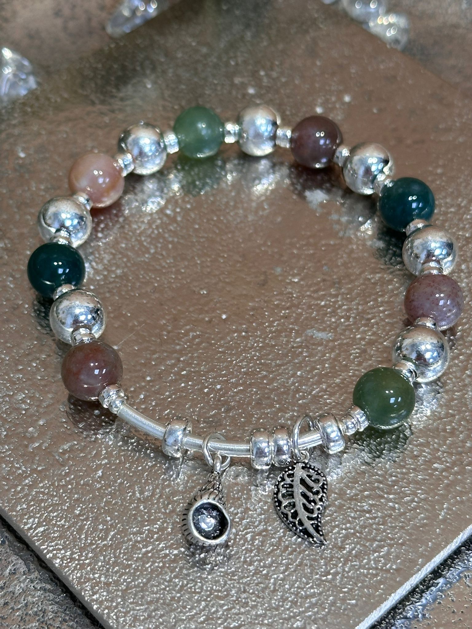 SL13180/藍綠碧璽貝殼海洋系列925手鏈15.4g