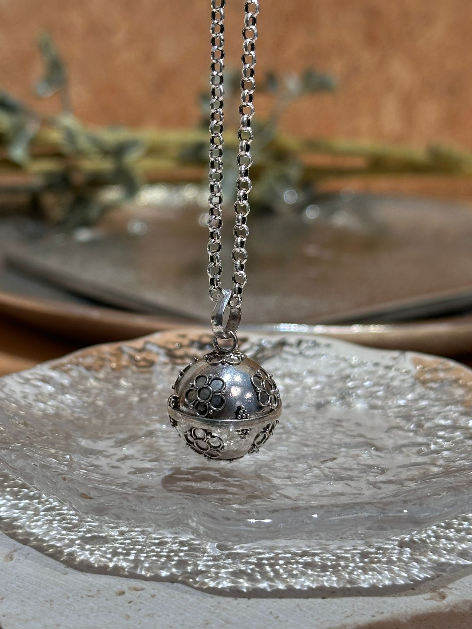 SL13188/浮凸小花泰銀925頸鏈限直播回圖一件包郵