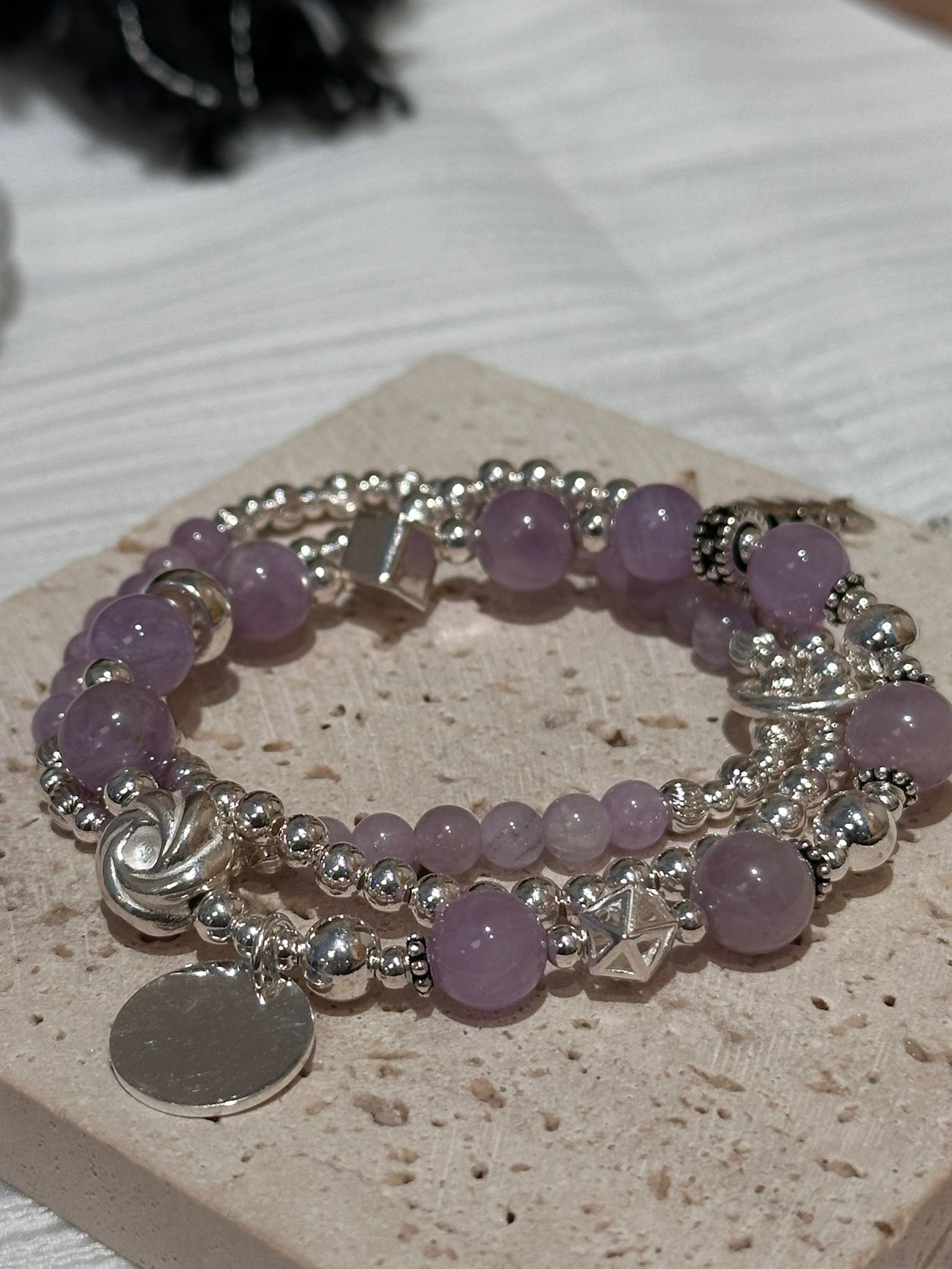 SL13192/三圈紫水晶天馬行空925手鏈