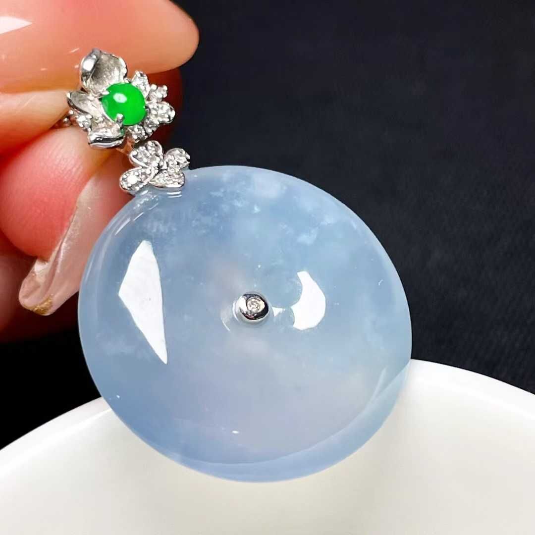 翡翠平安扣吊墜 (23.7mm直徑),天然翡翠A玉, 緬甸玉, Jade, Jadeite