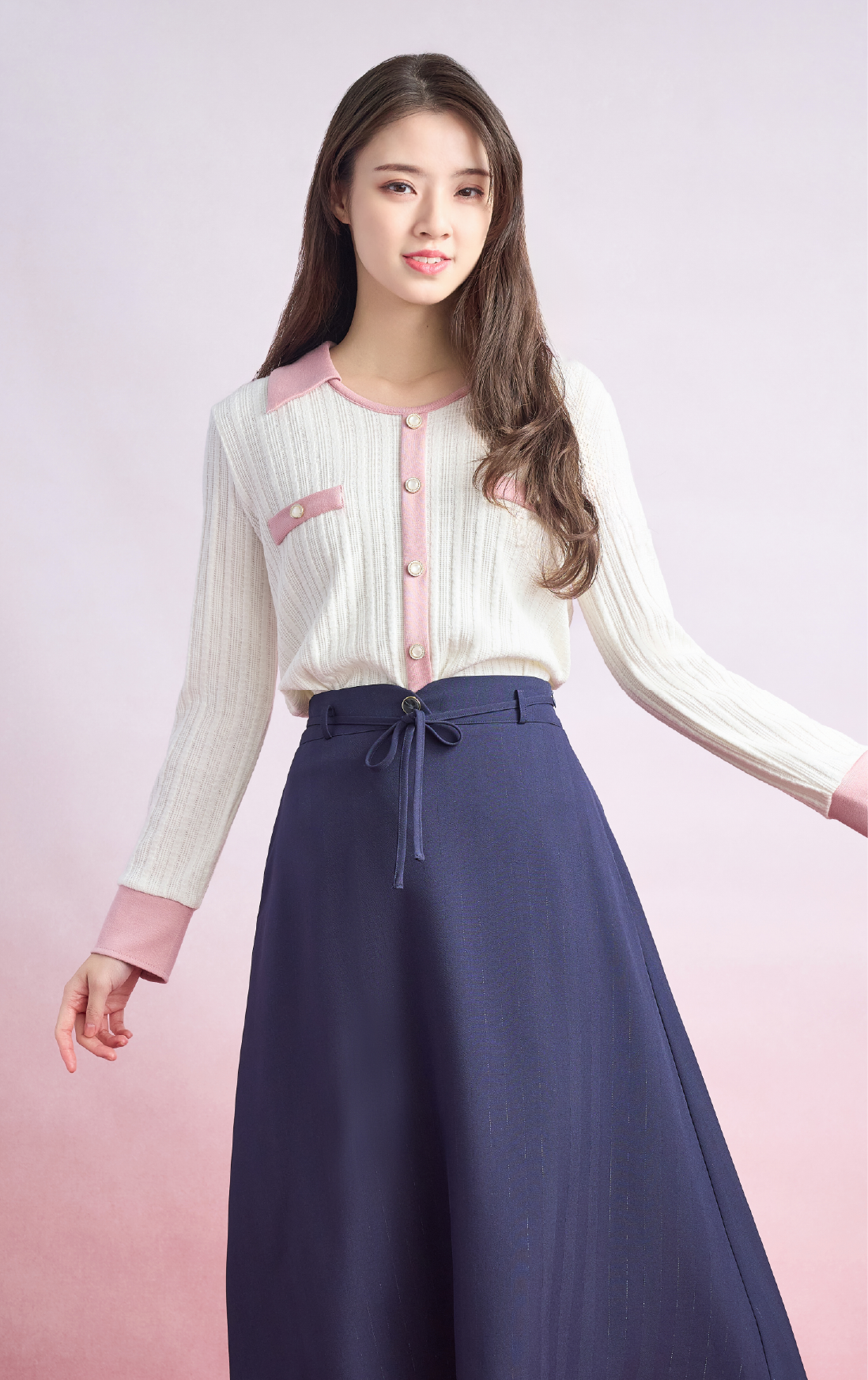 撞色鈕扣針織衫 LT0854