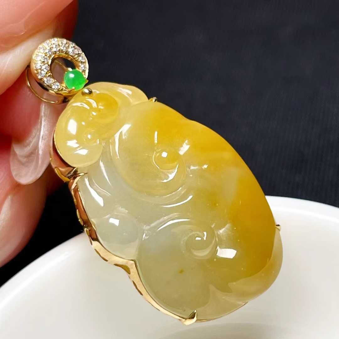 翡翠如意吊墜,天然翡翠A玉, 緬甸玉, Jade, Jadeite