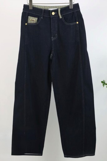 A53 D522823935 深藍色條紋口袋牛仔長褲