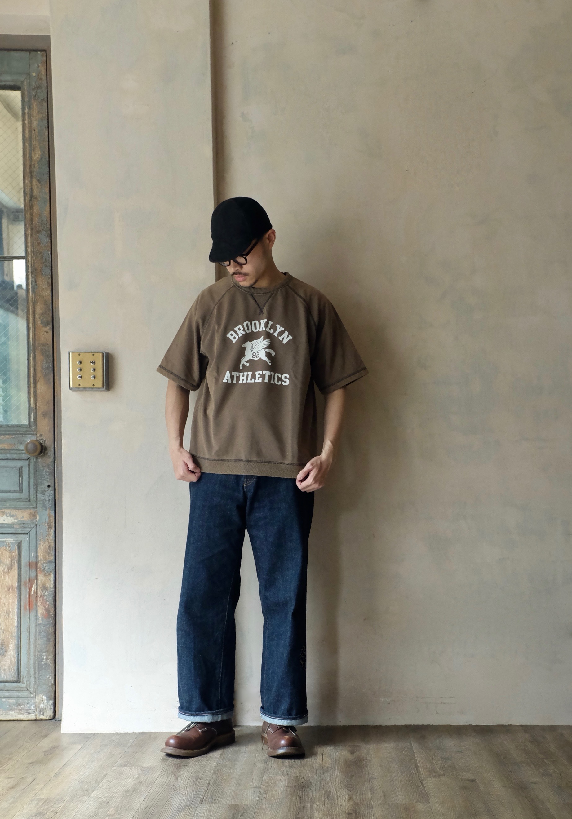 HOUSTON POWDER WASH S/S 短袖型輕薄 SWEAT(BROOKLYN) / CHARCOAL