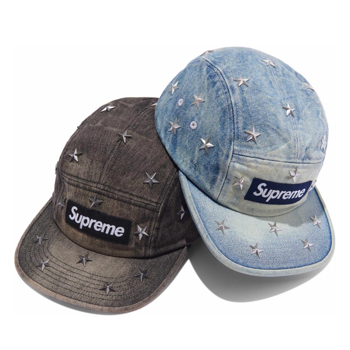 預購┃Supreme 26ss Stars Studded Denim Camp Cap 丹寧 星星鉚釘 水洗 五分割帽