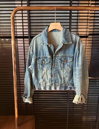 A54 518615 - 復古反領藍色牛仔外套