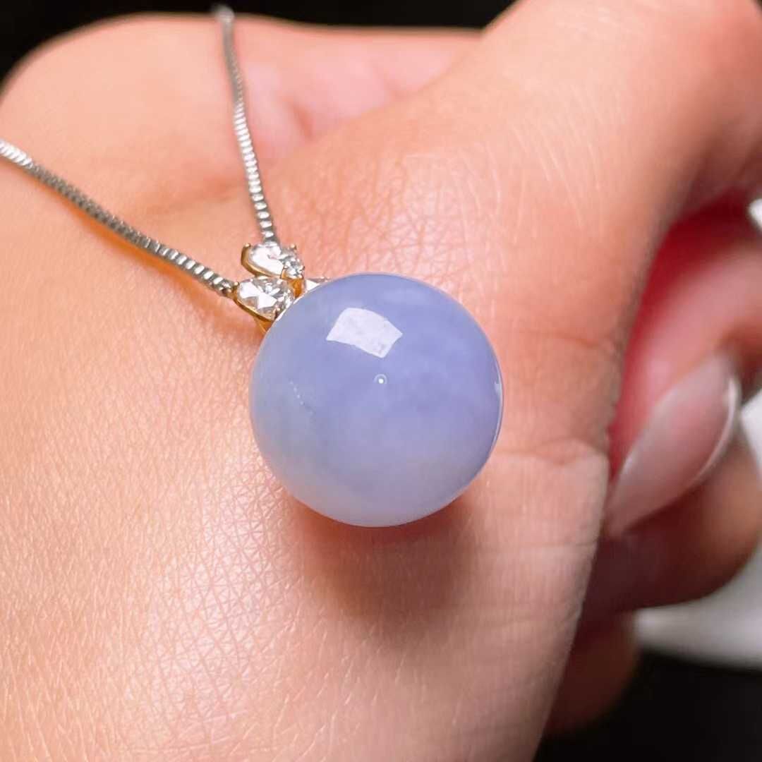 翡翠珠子吊墜 (12.4mm直徑),天然翡翠A玉, 緬甸玉, Jade, Jadeite