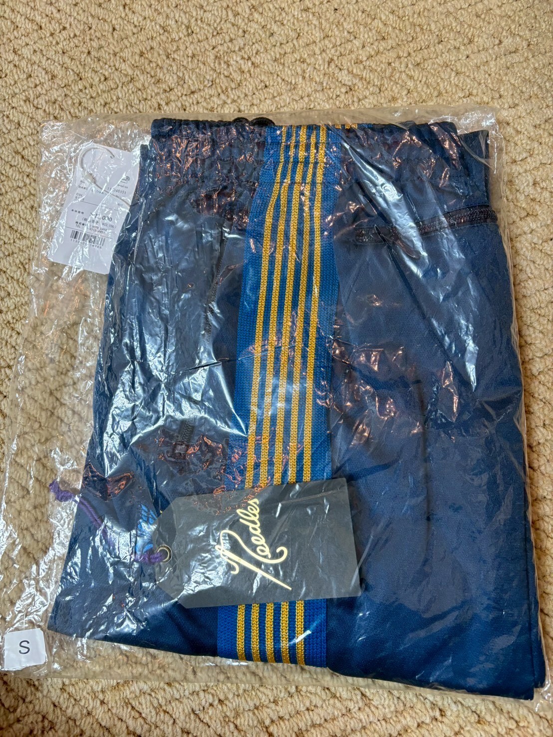 Needles 刺繡蝴蝶Logo海軍藍 寬版運動褲