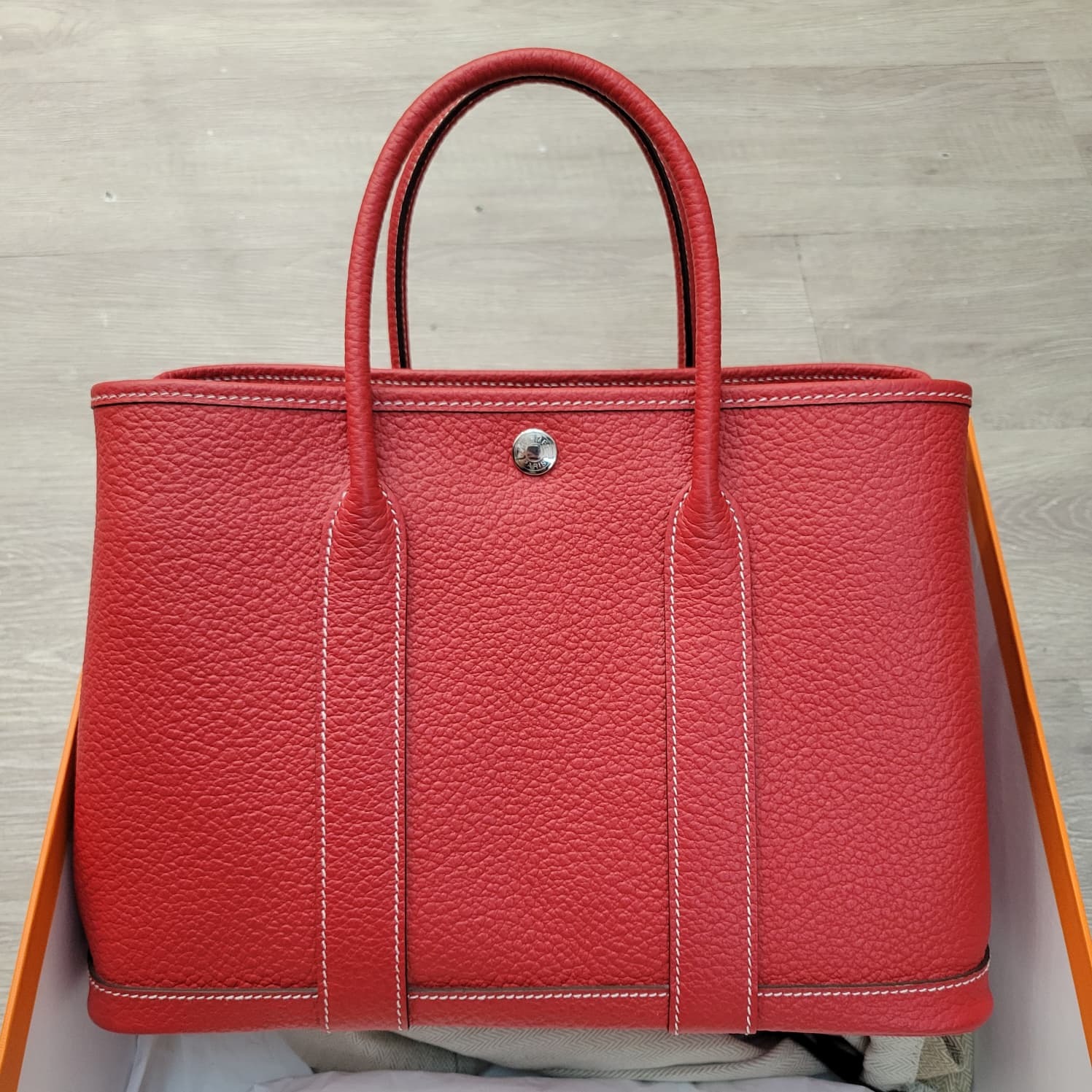 99%/UNUSED HERMES GARDEN PARTY 30 Q5 ROUGE CASAQUE CK 國旗紅
