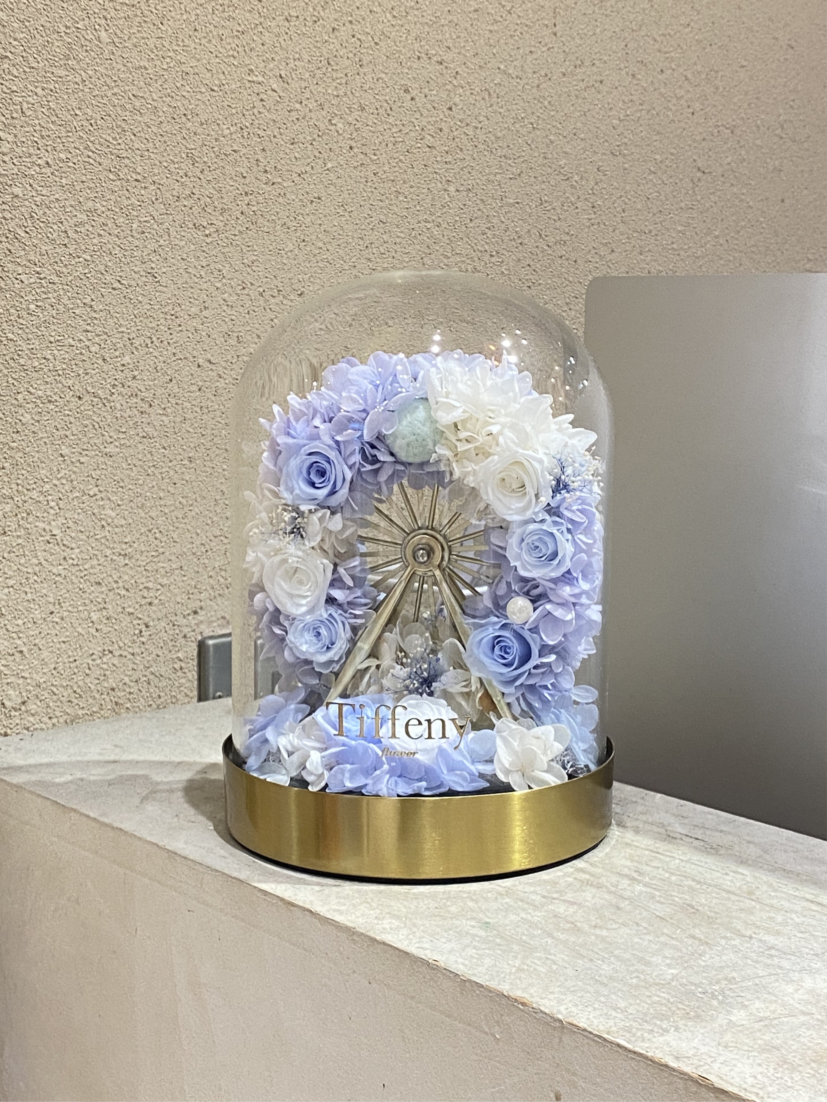 冰川摩天輪 永生花玻璃罩