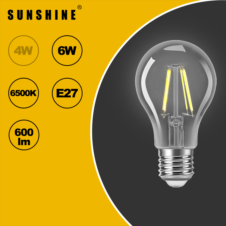 LED燈膽(A60復古燈絲燈膽) 6W E27大螺頭 白光6500K / 黃光2700K LFGAC-6E27D/W