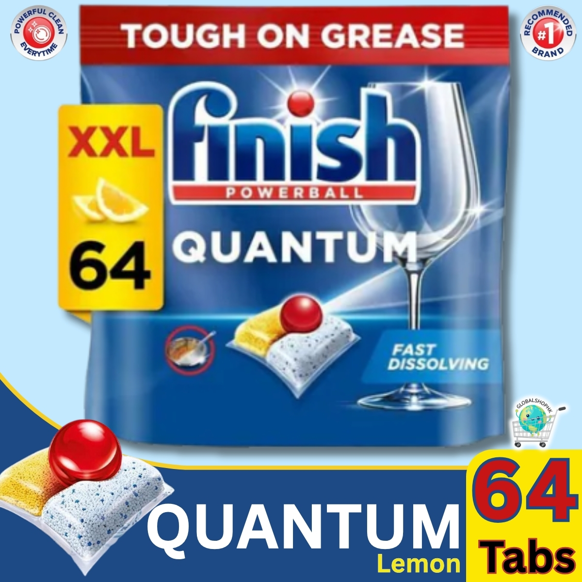 Finish Quantum 量子極淨洗碗凝珠 64 粒裝 (檸檬味)