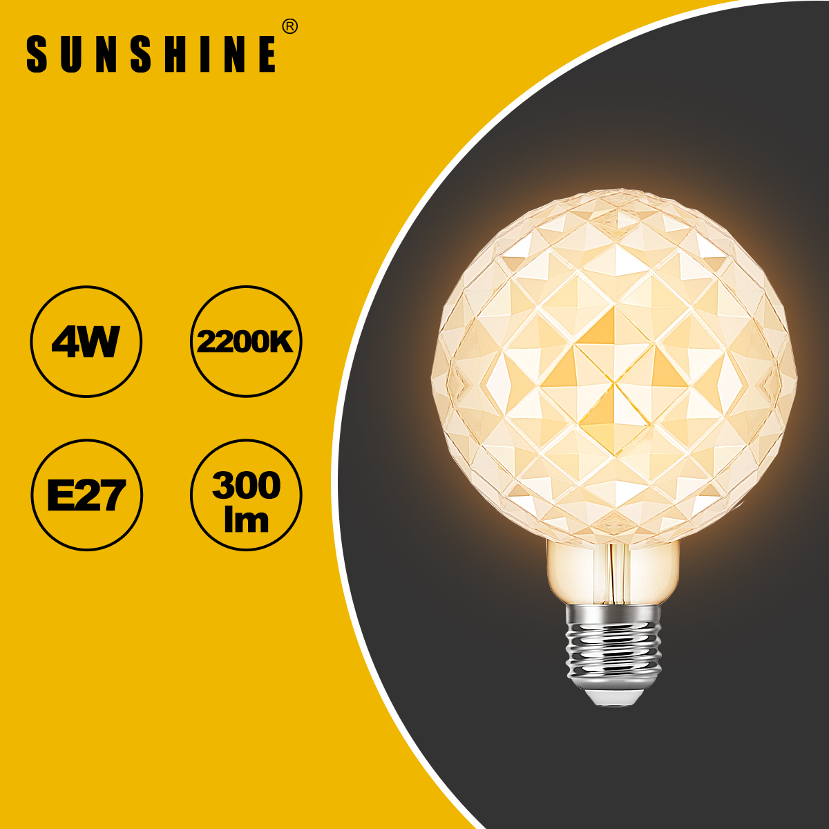 (細球型) LED特別款裝飾燈膽 4W E27大螺頭 黃光2200K LFGGD-4E27W