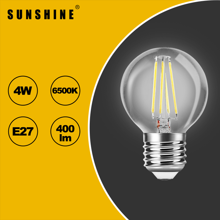 LED燈膽(G45復古燈絲燈膽) 4W E27大螺頭 白光6500K / 黃光2700K LFGGF-4E27D/W