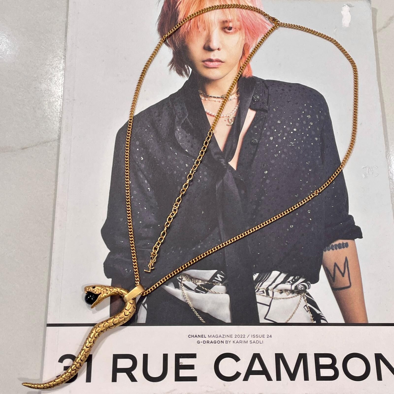 限時3折!!! 全新SAINT LAURENT NECKLACE 復古金蛇吐珠 #YSL頸鏈 #聖羅蘭 #BRAND NEW #香榭站正品