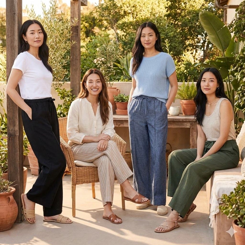 【預購】GAP H022707 亞麻混紡褲