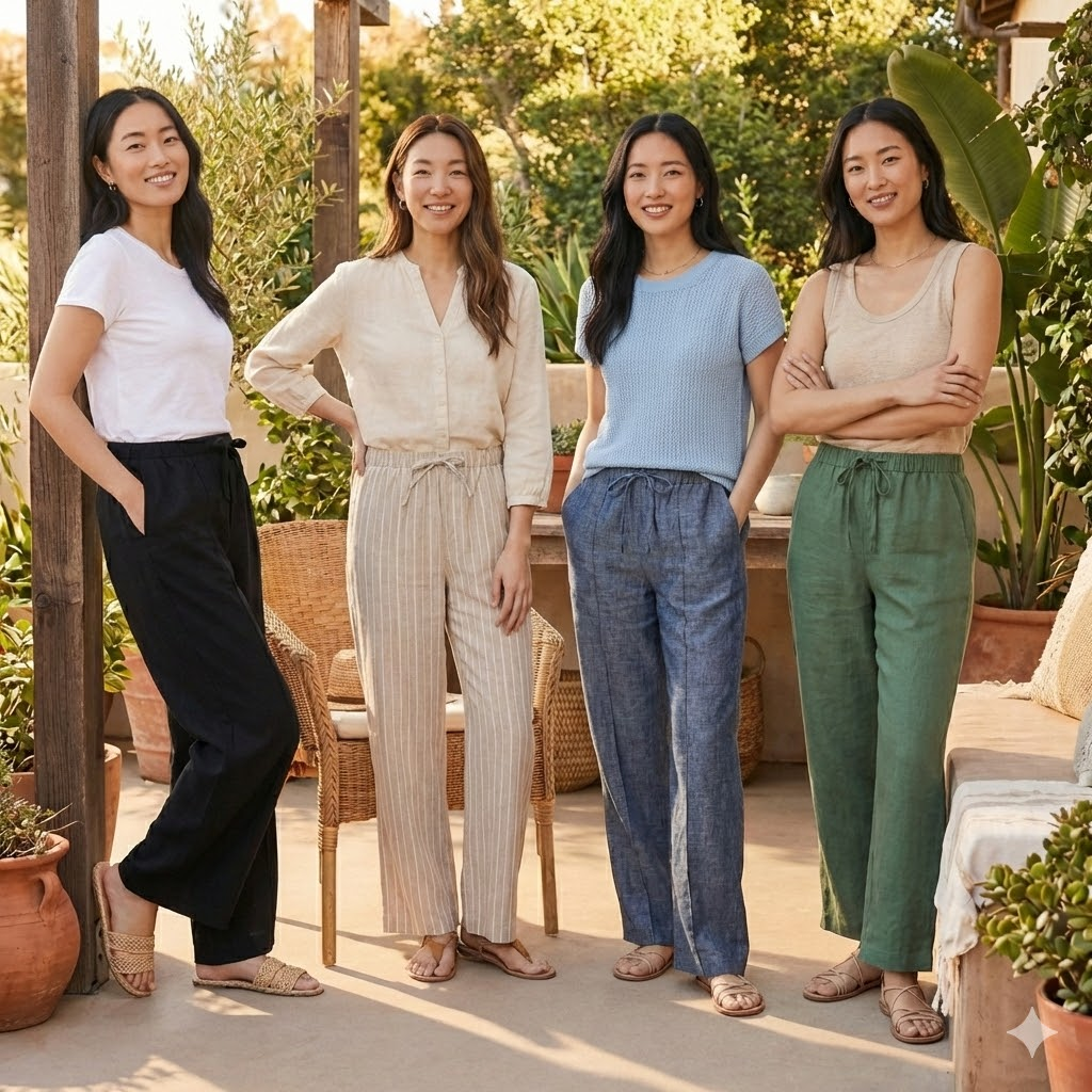 【預購】GAP H022707 亞麻混紡褲